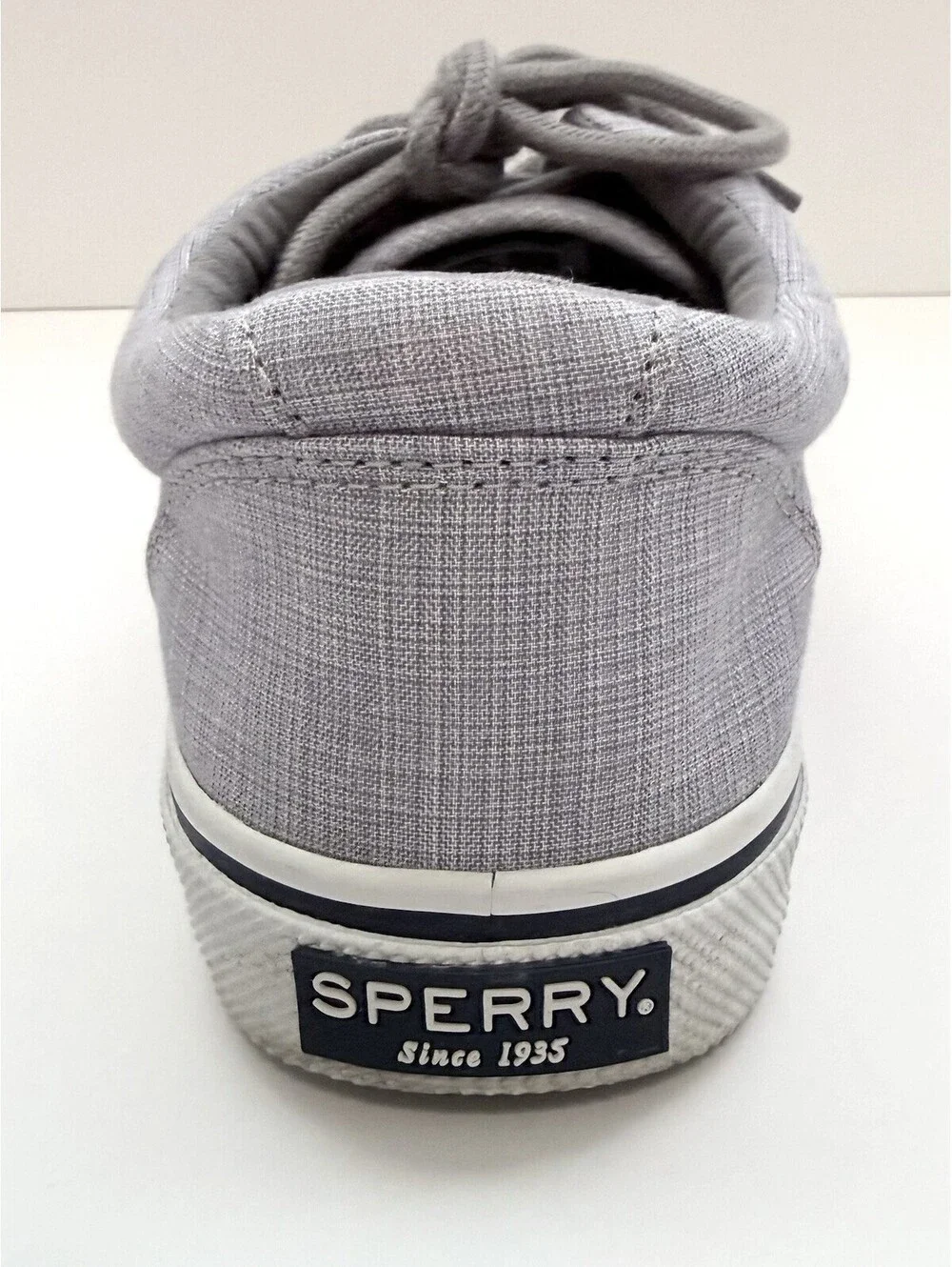 Sperry Top-Sider Men’s 9 Gray Canvas Lace Up Sneakers Memory Foam Casual